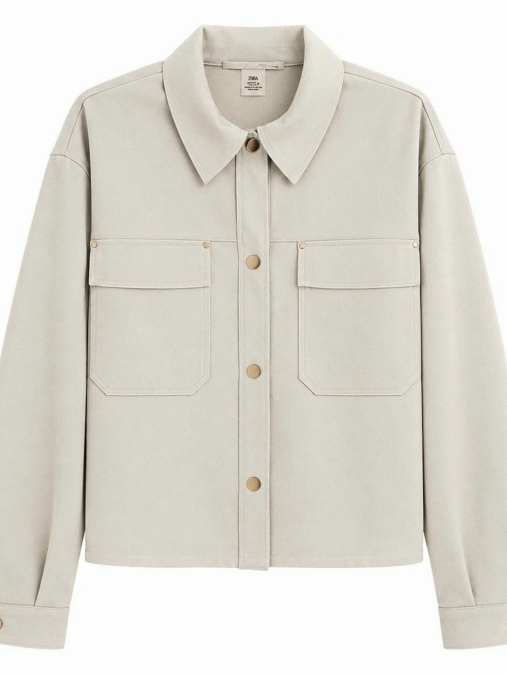 Philosophy Faux Leather Overshirt Utility Jacket Cream